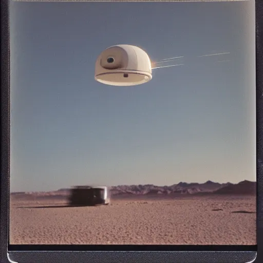 Prompt: a ufo flying over a the desert at night, distant!!, historical photo, old polaroid, expired film,