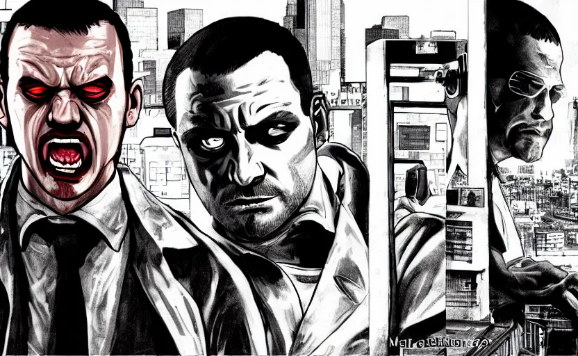 Image similar to matt demon as a gta iv character, cover art, detailed