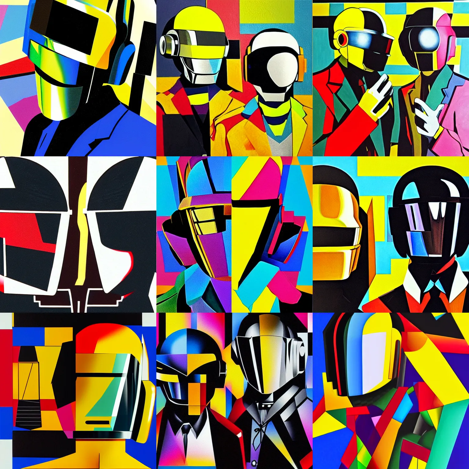 Prompt: daft punk, abstract cubism, detailed