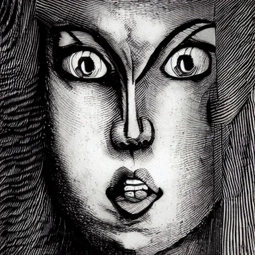 Image similar to the eyes of fear by Junji Ito and leonardo da vinci