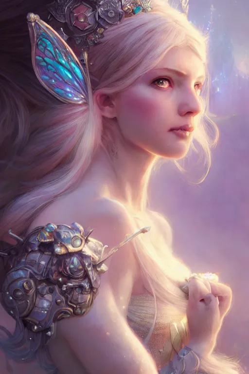 Image similar to fairy princess, highly detailed, d & d, fantasy, highly detailed, digital painting, trending on artstation, concept art, sharp focus, illustration, art by artgerm and greg rutkowski and magali villeneuve