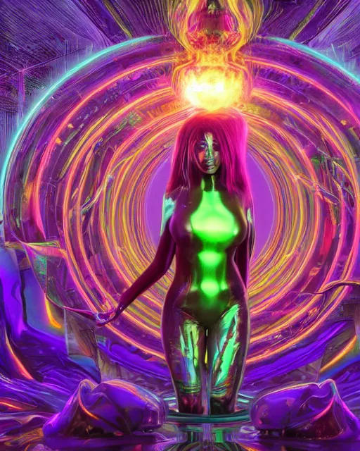 Image similar to a powerful energy psychedelic matrix queen, by alexander fedosav, hyper detailed digital matte painting, concept art, hyperrealism, 1 6 k resolution, cinema 4 d, 8 k resolution, trending on artstation, behance hd, a masterpiece, by stephan martiniere, particles, cel - shaded, power bright neon energy, by david a. hardy,