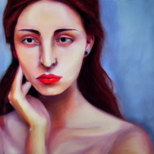 Prompt: color portrait beautiful Italian young woman, by J. Flynn, clean, detailed, award winning