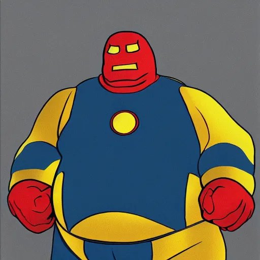 Prompt: Full body photo of morbidly obese ironman, he has lazy eyes of hunger, he is looking straight to the camera, he has a glow coming from him likely flatulence, he is getting illuminated by an unseen overhead light, behind is a mcdonalds, the photo was taking by Annie Leibovitz, matte painting, oil painting, naturalism, 4k, 8k