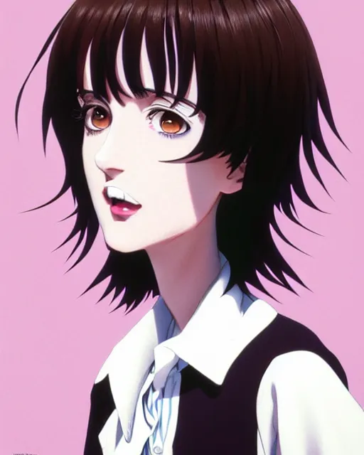 Image similar to portrait Anime as winona ryder beetlejuice girl cute-fine-face, brown-black-hair pretty face, realistic shaded Perfect face, fine details. Anime. beetlejuice realistic shaded lighting by Ilya Kuvshinov katsuhiro otomo ghost-in-the-shell, magali villeneuve, artgerm, rutkowski, WLOP Jeremy Lipkin and Giuseppe Dangelico Pino and Michael Garmash and Rob Rey