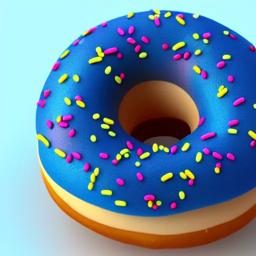 Prompt: 3 d render of realistic pink frosted donut with sprinkles