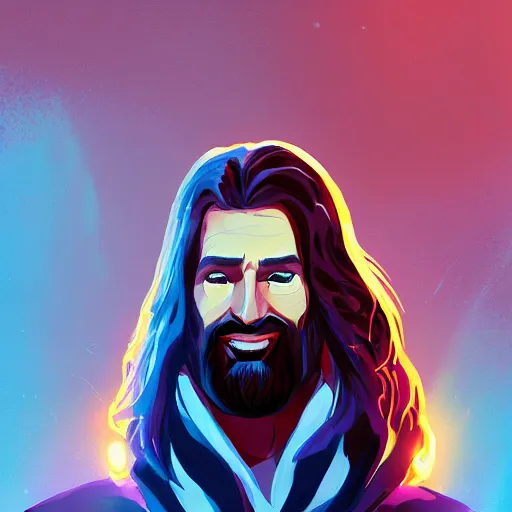 Prompt: portrait of jesus christ as a member of kiss the rock band, mattepainting concept blizzard pixar maya engine on stylized background splash comics global illumination lighting artstation lois van baarle, ilya kuvshinov, rossdraws