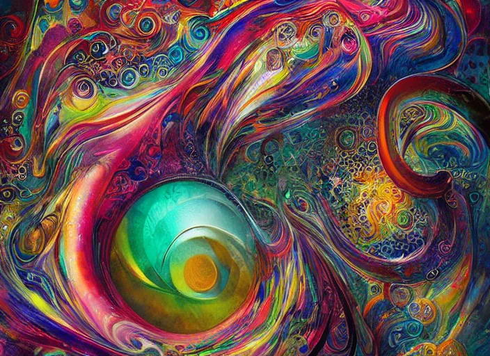 Image similar to an abstract painting of a swirl with bubbles, an ultrafine detailed painting by android jones, behance contest winner, psychedelic art, biomorphic, behance hd, lovecraftian