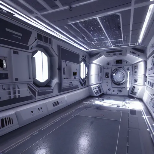 Prompt: photorealism of room of a spacecraft hyper realistic sci - fi realistic, unreal engine cinematic lighting,