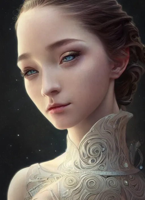 Image similar to ultra realistic illustration, prima ballerina, sci - fi, fantasy, symmetrical face, intricate, elegant, highly detailed, digital painting, artstation, concept art, smooth, sharp focus, illustration, art by artgerm and alphonse mucha