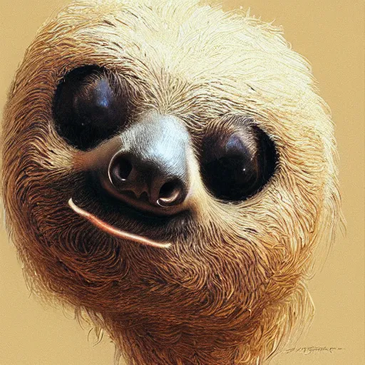 Prompt: Portrait of a Sloth wearing sunglasses, photo, highly detailed oil painting, photorealistic, highly detailed, digital painting, artstation, concept art, smooth, sharp focus, illustration, art by artgerm and greg rutkowski and alphonse mucha