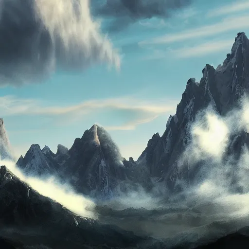 Prompt: giant imposing mountain, matte painting, concept art, 4 k