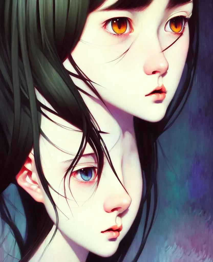 Image similar to a beautiful youth teenage depressed ocd psychotic popular girl in school struggling with morbid thoughts realized, angry eyes, soft skin, magnificent art by ilya kuvshinov, claude monet, range murata, artgerm, norman rockwell, highly detailed intricately sharp focus, bedroom eyes trending on pinterest, tiktok 4 k uhd image