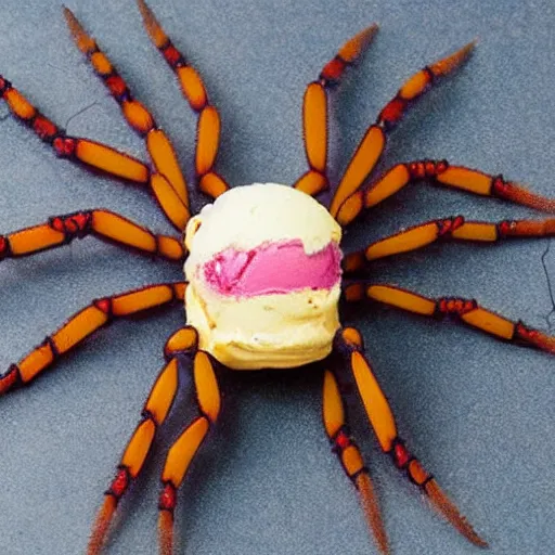 Image similar to a spider made of ice - cream