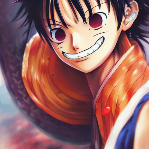 Prompt: anime portrait of luffy as an anime girl by Stanley Artgerm Lau, WLOP, Rossdraws, James Jean, Andrei Riabovitchev, Marc Simonetti, and Sakimichan, trending on artstation