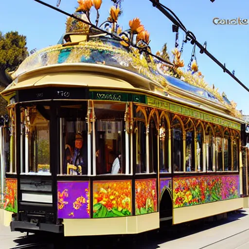 Prompt: on holiday in christchurch new zealand tram painted by alphonse mucha cashel mall hagley park daffodils high quality 8 k render digital fantasy art beautiful stunning. gondola. warm tone. tourism intricate. ornate. wonderful. utopia.