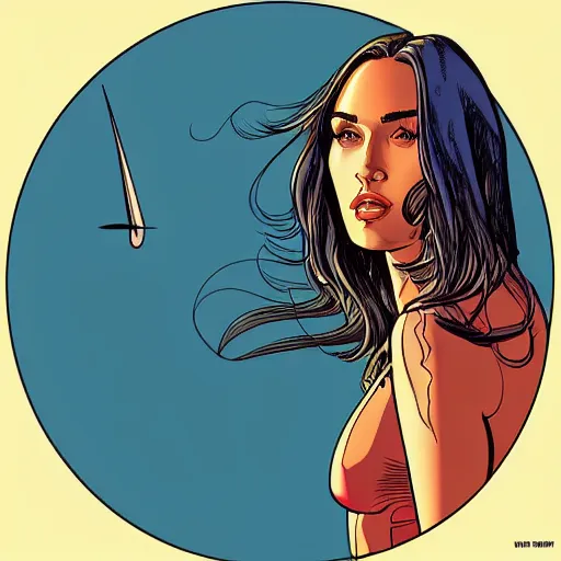 Image similar to “ megan fox retro minimalist portrait by jean giraud, moebius starwatcher comic, 8 k ”