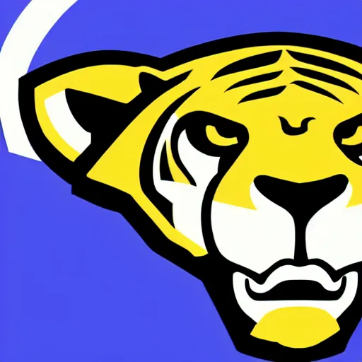 Prompt: a golden panther head logo, sports logo, esports mascot, simplistic, high school mascot,