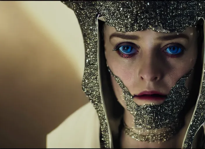 Image similar to film still of the high priestess in the new scifi movie, 4 k