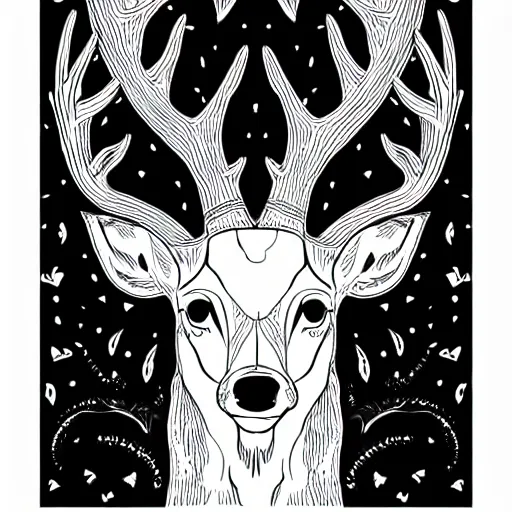 Image similar to mystic deer line art, graphic tees