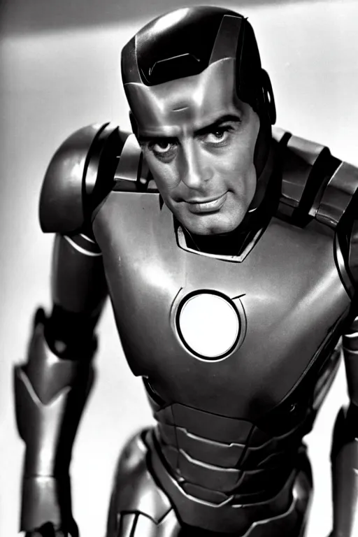 Image similar to cary grant as iron man. superhero movie set in the 1 9 5 0's