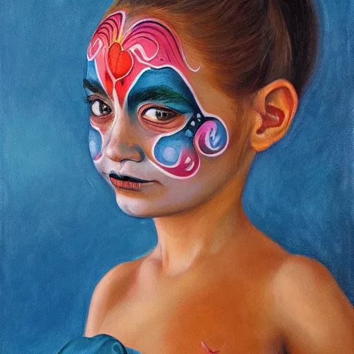 Image similar to a girl with elaborate face paint by aaron jasinski