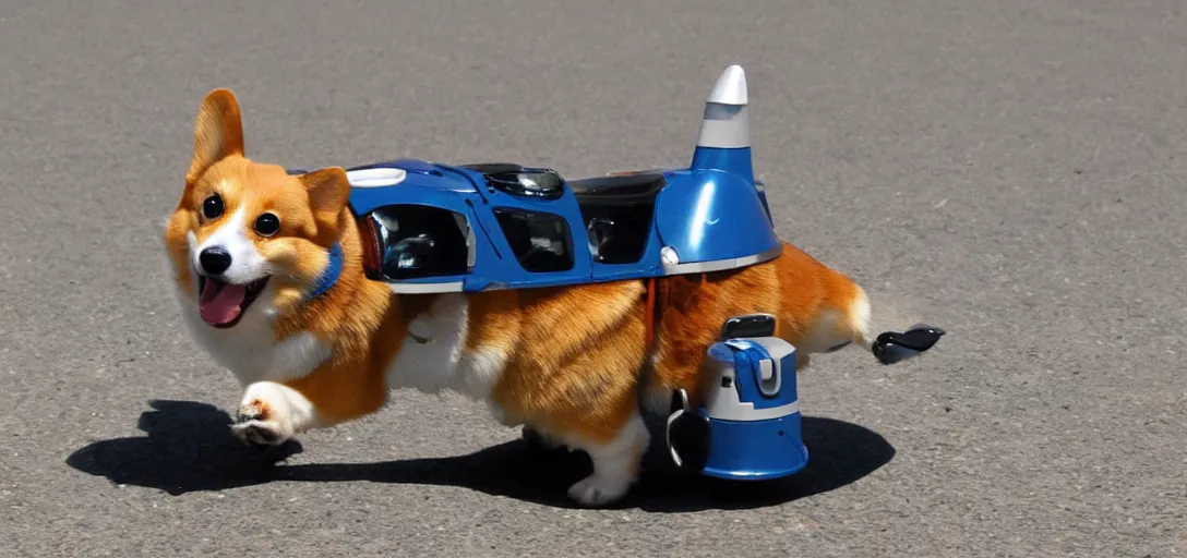 Image similar to corgi piloting a spaceship