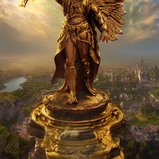 Image similar to Triumphant Ornate Figure of Power and Glory perfection glorious holy high heavens Overwhelmingly beautiful Nature detailed life Iridescent holographic Afterlife God HDR 8K Unreal Engine detailed Scenery Depth of field Vray
