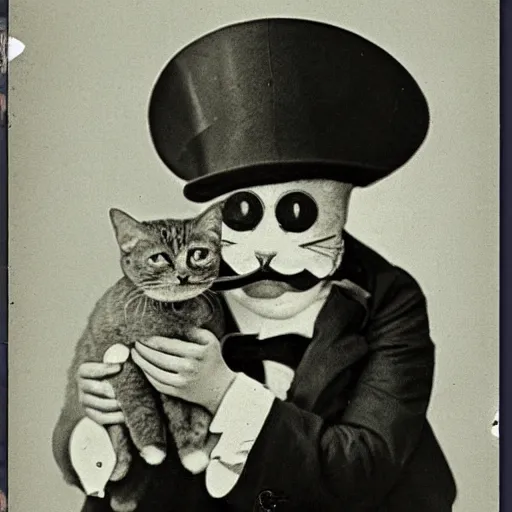 Image similar to a yellow cat with a top hat and a monocle!!, vintage photo