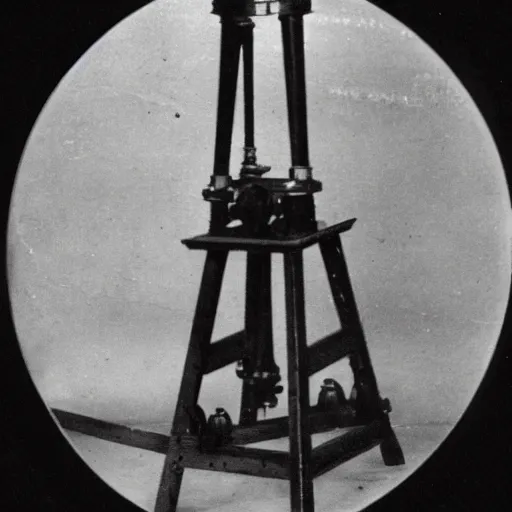 Image similar to grainy 1800s photo of a mechanical apparatus used to generate holograms