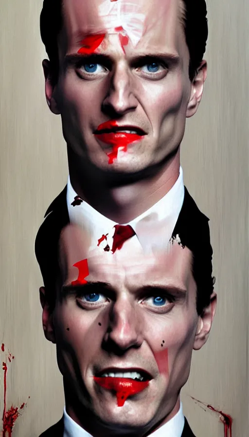 Image similar to american psycho, painting by emanuele dascanio and robin eley