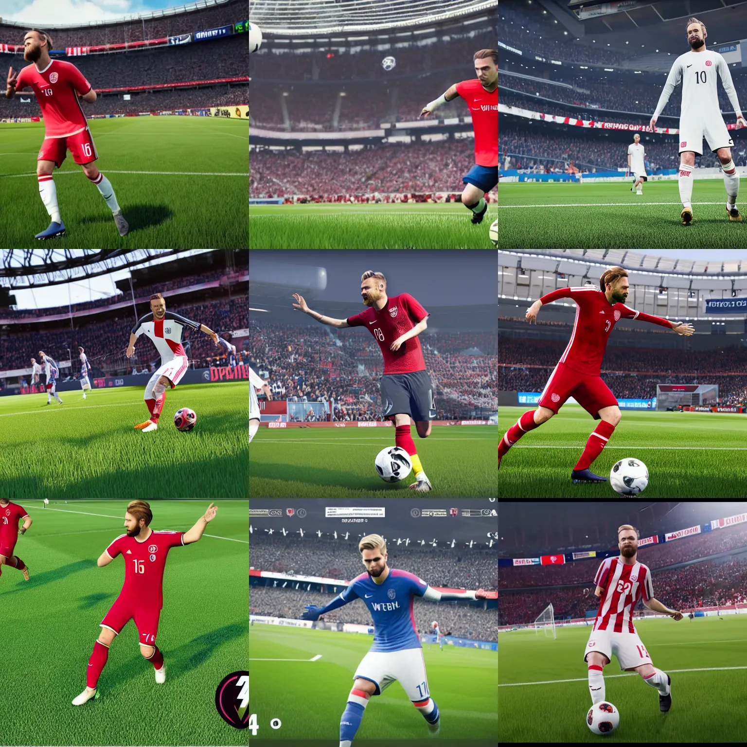 Prompt: screenshot of pewdiepie in fifa 2 1, denmark football team, ea sport, rtx geforce experience, best graphics