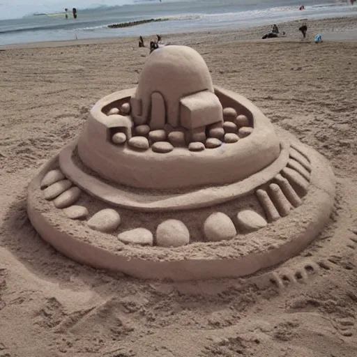 Prompt: pizza sand sculpture