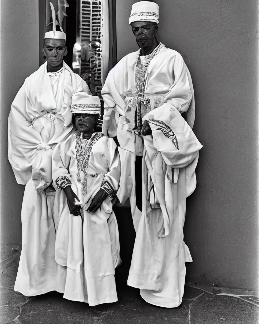 Image similar to Award winning reportage photo of Monegasque Natives wearing traditional garb by Dian Arbus, 85mm ND 5, perfect lighting, gelatin silver process