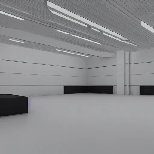 Image similar to inside an empty large white room, well lit, 3 d perspective, virtual reality