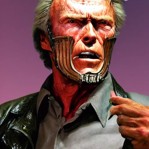 Image similar to clint eastwood as leatherface.