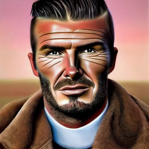 Prompt: beautiful lifelike painting of david beckham human horse centaur, majestic cinematic, hyperreal detailed facial features and uv lighting, art by ed roth and basil wolverton