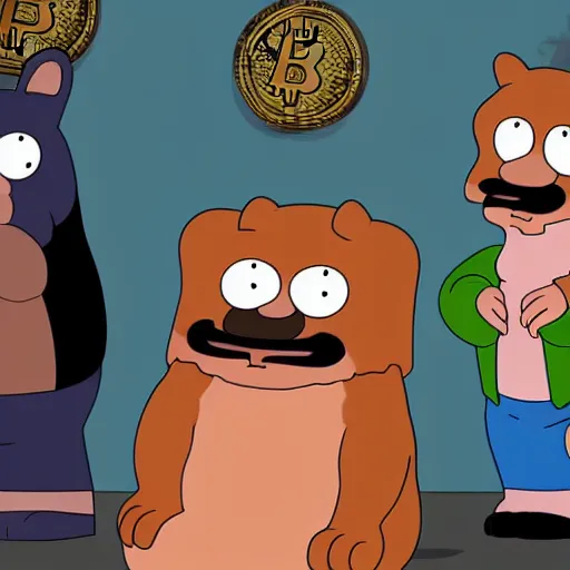 Image similar to of a crypto animal in the style of family guy