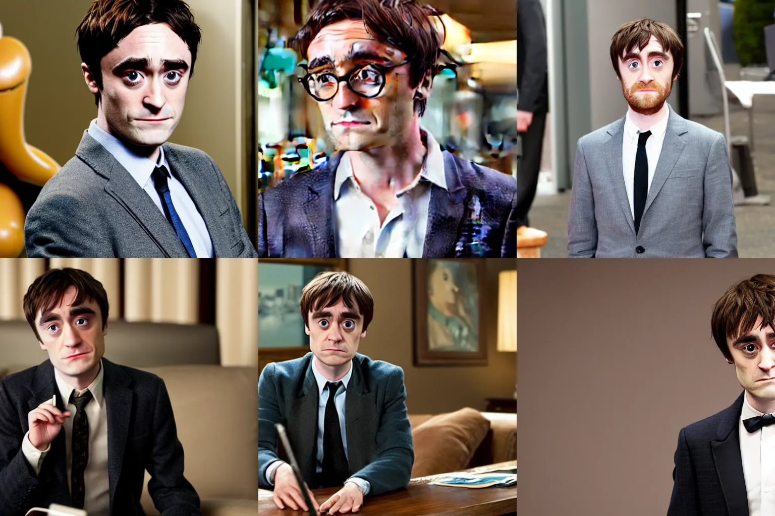 Prompt: the Actor Daniel radcliff playing the role of a Rich business man in a Pixar movie