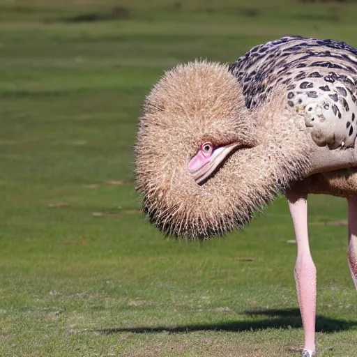 Prompt: ostrich and crocodile hybrid animal, realistic photo