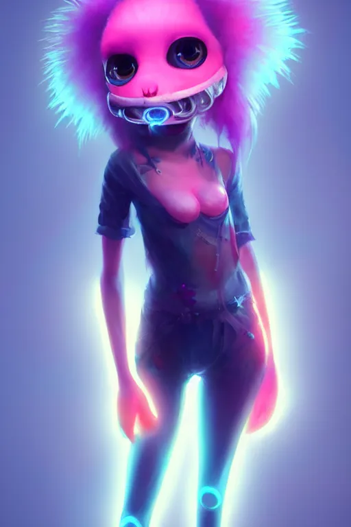 Image similar to super cute Bioluminescent Punk Rocker character concept, soft light, soft mood, realistic body features and face, illustration, painting oil on canvas by Elena Zhurikhina and Goro Fujita and Charlie Bowater, octane render trending on artstation, 4k, 8k, HD