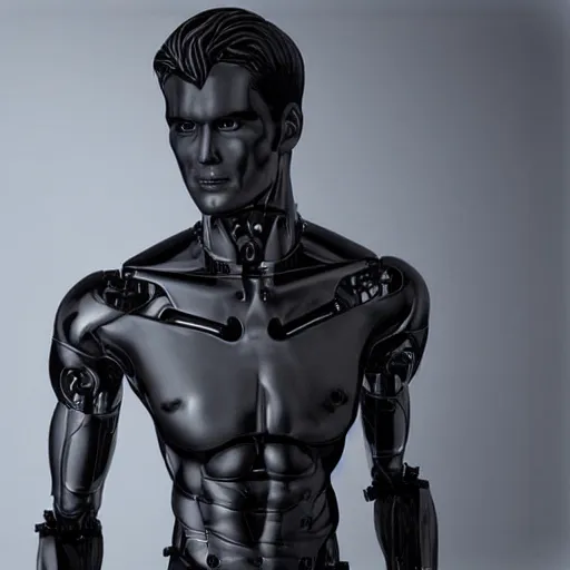 Prompt: “a realistic detailed photo of a guy who is an attractive humanoid who is half robot and half humanoid, who is a male android, football player Tom Brady, shiny skin, posing like a statue, blank stare”