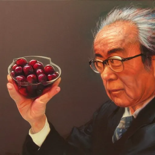 Image similar to yoshitaka amano's famous and beautiful painting of jean baudrillard in the oceanspray cranberry commercial