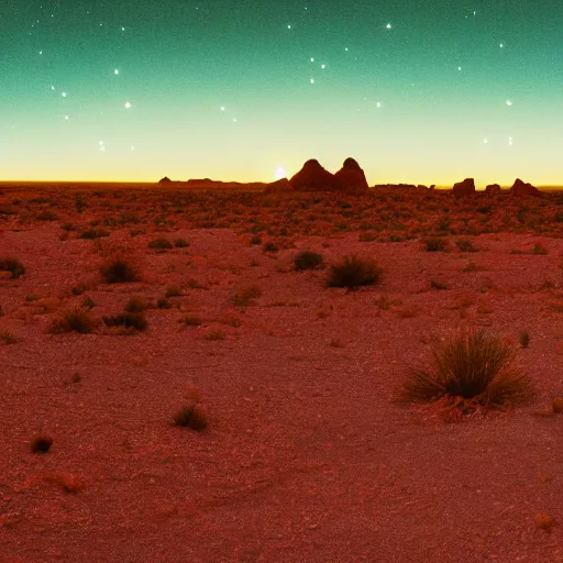 Prompt: big bird enchanted desert plateau, night time, lights in distance, cgsociety, realistic, roger deakins, 70mm, kodachrome, teal orange color palette 8k