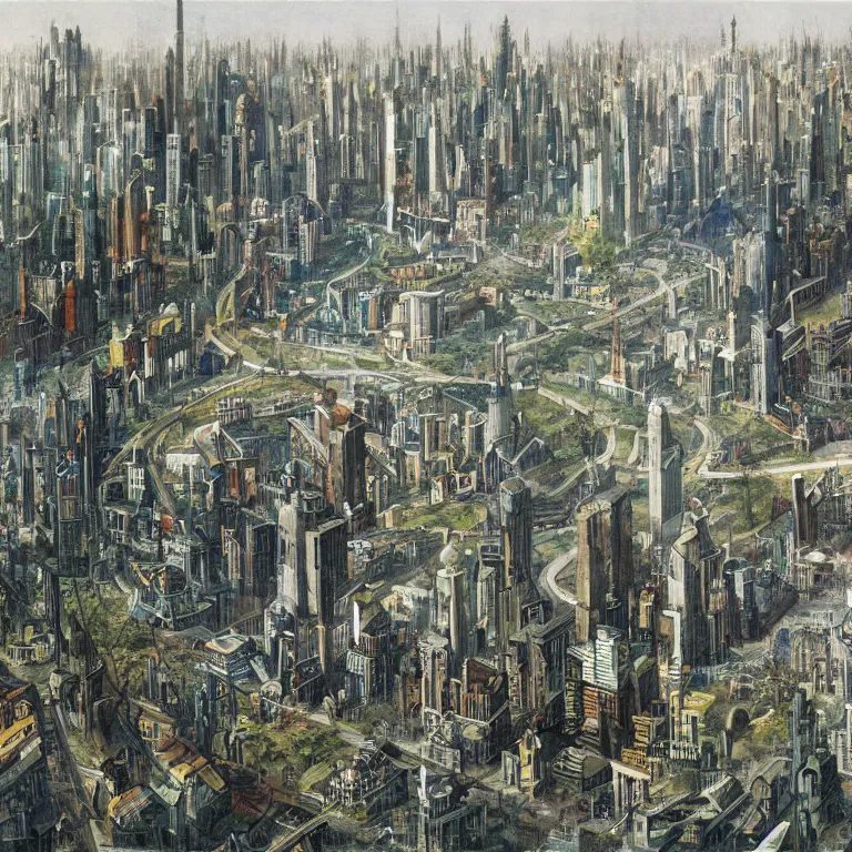 Prompt: a city inspired by ecology and science fiction by blanchard, antoine