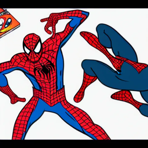 Image similar to cartoon drawing of spiderman taking medicine