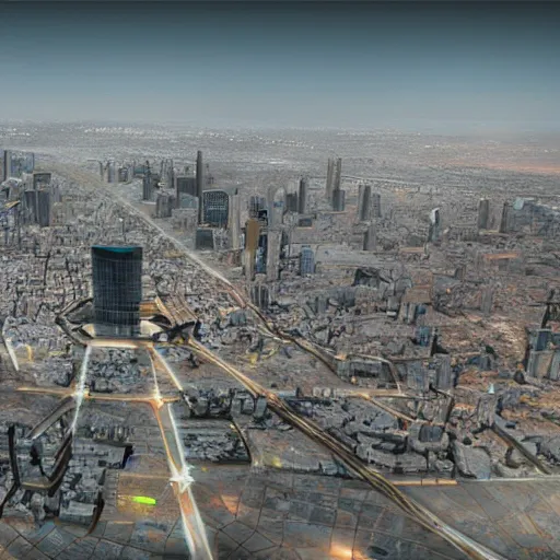 Image similar to Tehran in 2050, modern and beautiful, the most amazing city of the future, photorealistic, unreal engine, hyperdetails