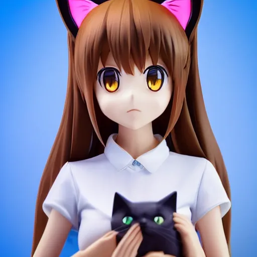 Prompt: Manga book cover portrait of an extremely cute and adorable beautiful ASMR anime girl with cat ears, 3d render diorama by Hayao Miyazaki, official Studio Ghibli still, color graflex macro photograph