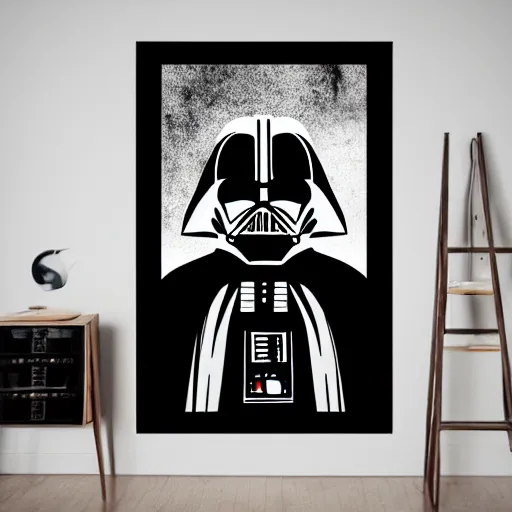 Prompt: Darth Vader is a toilet, 4k wallpaper, Star Wars decor