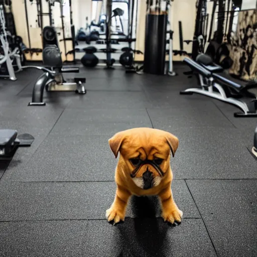 Prompt: a dog at the gym